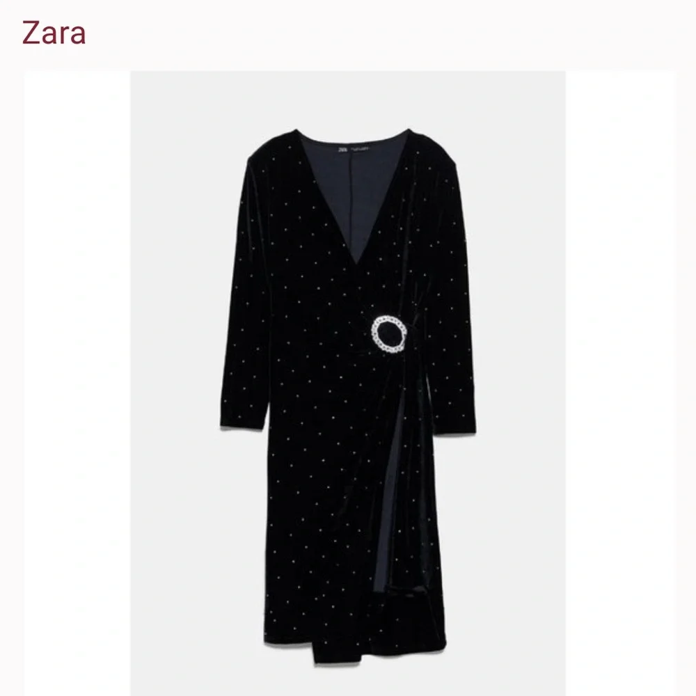 NWT - Zara Size S Black Sparkly Velvet Dress - Picture 4 of 7